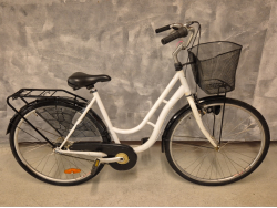 Damcykel, city, 28", 7 växlar, vit, korg,