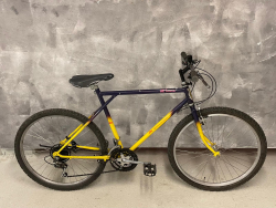 REX, mens, MTB, 26", 21 gears, yellow n purple