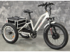 Electric bicycle, 3 wheeler, 24+20 inch with fat tires, 7 speed, white, disc brakes, shocks,